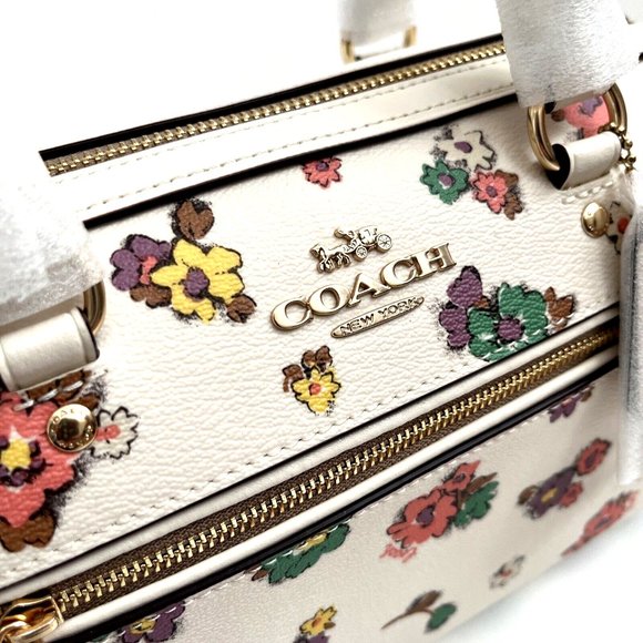 NWT $350 Original COACH Rowan Satchel Spaced Floral Field Print Off White CA229 - Picture 8 of 14